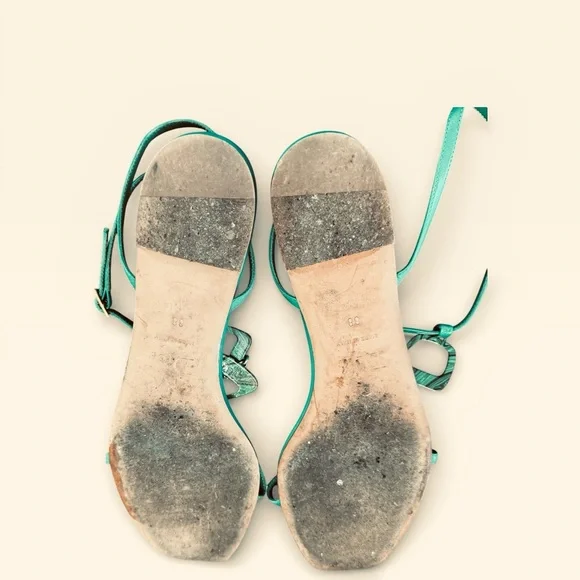 Christian Dior Green Strappy Leather Flat T Strap Thong Sandals - Size 38 US 8 - Picture 9 of 11